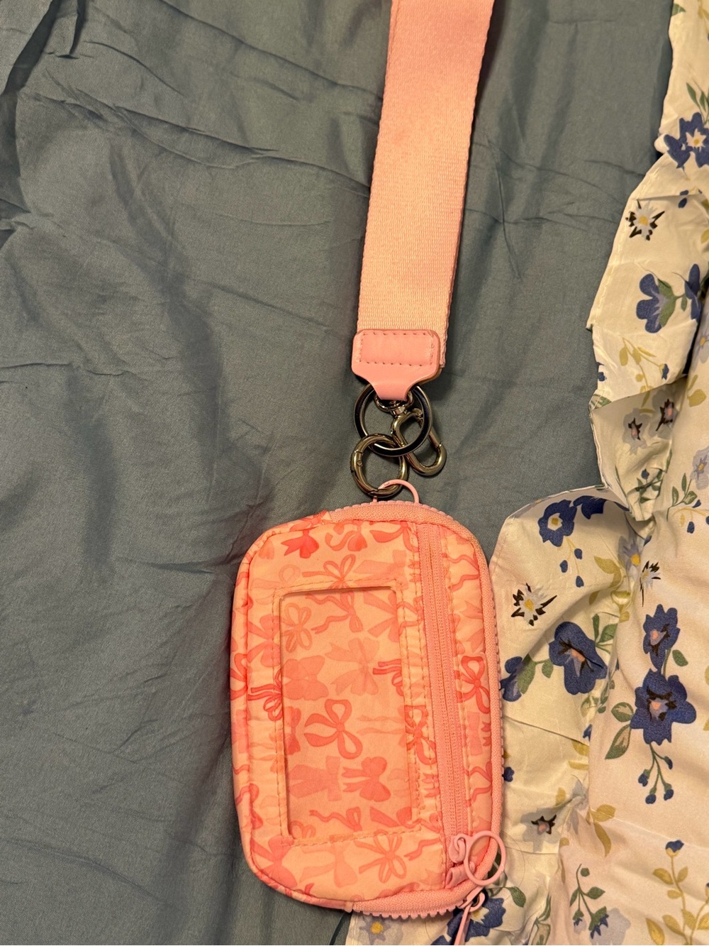 Pink Floral Crossbody Card Pouch - Compact Women's Bag